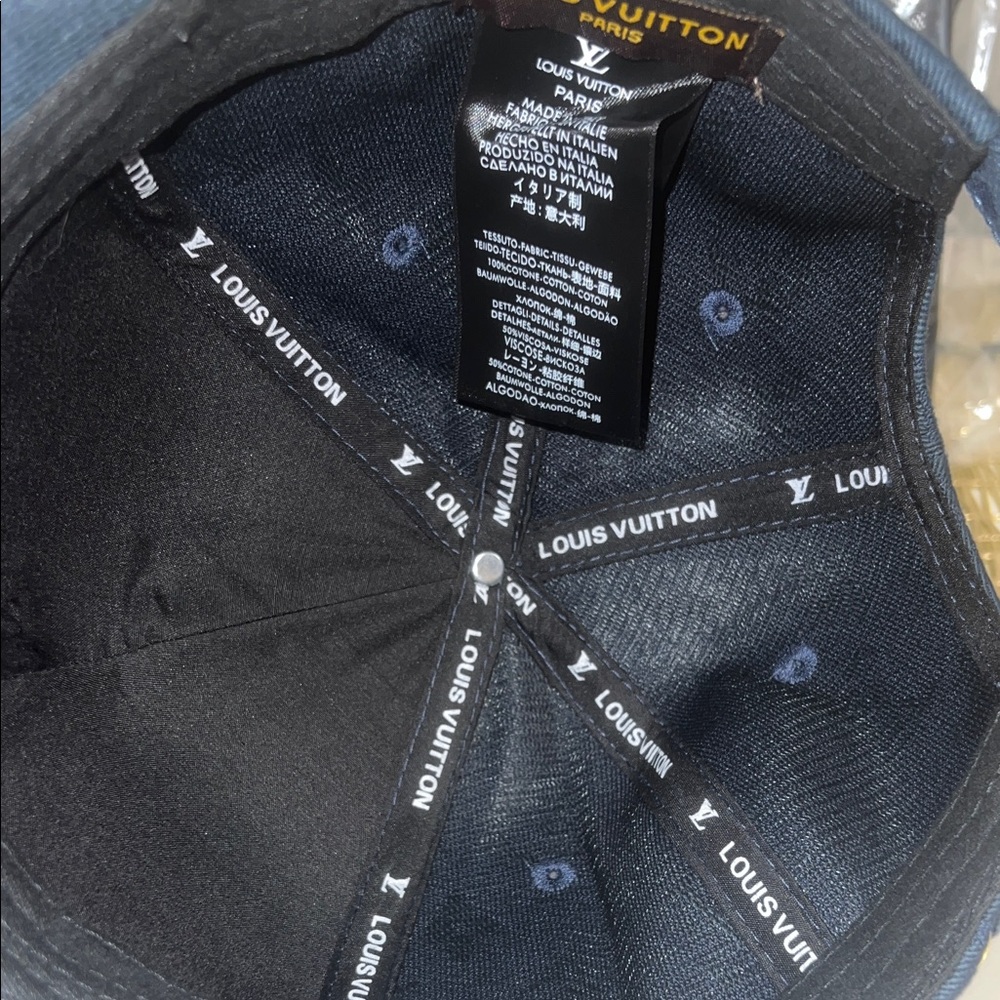 Louis Vuitton Black Monogram Cap with Gold-Trim LV Patch - Picture 3 of 5